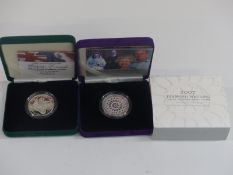 Two Royal Mint silver proof Piedfort crowns comprising 2004 Entente Cordial and 2007 Diamond