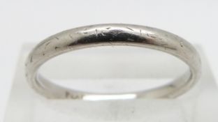 A platinum wedding band, 3.4g, size N/O