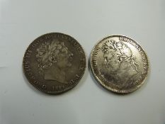 George III 1819 LIX crown together with a George IV 1821 SECUNDO example, both F