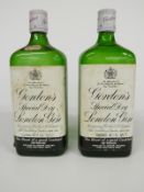 Two vintage bottles of Gordon's Special London Dry Gin, both 26 2/3 fl oz,  70% proof