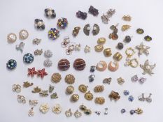 A collection of earrings including Sarah Coventry, Trifari, Jewel Craft etc