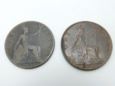 1897 raised dot after one (O.NE) error veiled head Victorian penny, Gouby R5, only 101-200 known F