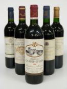 Six bottles of French red Bordeaux wine comprising Chateau Lilian Ladouys 1988, Le Bahans du Chateau