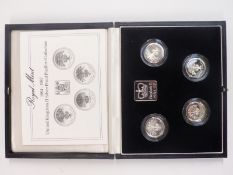 Royal Mint 1984-1987 £1 silver proof Piedfort collection comprising four one pound coins, in