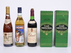 Five bottles of alcohol comprising two bottles of Croft Fine Old Pale cream sherry 75cl, 17.5%