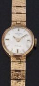 Rotary 9ct gold ladies wristwatch ref. B601 with two-tone hands and markers, silver dial and
