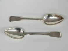 A pair of Georgian hallmarked silver fiddle pattern tablespoons, London 1819, 117g