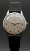 Longines gentleman's wristwatch ref. 7033-3 with inset subsidiary seconds dial, silver dauphine