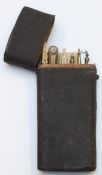 19thC navigation or drawing set in shagreen covered case, all items named Charles B Dick, the