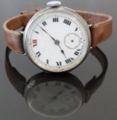 Baume & Co silver gentleman’s military officer's style wristwatch with inset subsidiary seconds