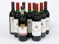 Nine bottles of red wine including four Chateaux Musar, Lebanon 1989, 1994 and two 1991, all 75cl