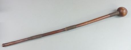 A 19thC African knobkerrie with braided wire grips and mounts, length 78cm