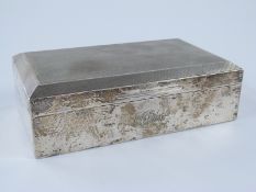 Modern hallmarked silver cigarette box with engine turned lid, Birmingham 1972 maker Padgett &