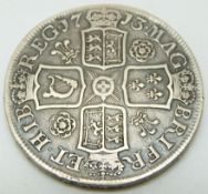 1713 Queen Anne crown, third bust, roses and plumes reverse, DVODECIMO to edge, GF