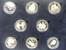 Royal Mint 2009 silver proof coin set comprising 12 coins from five pounds to one penny, with