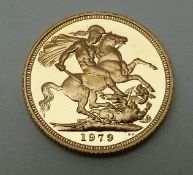 Elizabeth II 1979 cased gold full sovereign