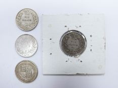 Four various Victorian sixpences to include 1859/8, 9 over 8, and 1846, GF, together with an 1887