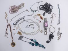 A collection of costume jewellery including necklaces