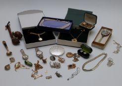 A collection of jewellery including cufflinks, necklaces, brooches, pearls etc