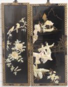 Two Shibayama style panels, largest 90cm x 40cm.