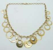 A silver gilt necklace
