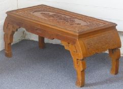 Chinese carved coffee table, H42 x L100 x D42cm