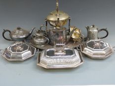 A quantity of silver plate including two handled tray, entree dishes etc