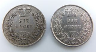 Two William IV 1834 sixpences, both VF
