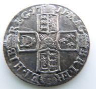 Queen Anne 1711 sixpence, plain angles, some toning, VF