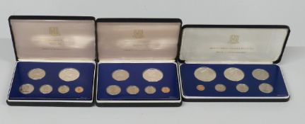 Franklin Mint British Virgin Islands cased proof sets, two having six coins the other seven, some