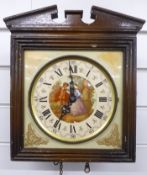 Dutch wall clock with painted arch top dial, silvered Roman chapter ring and cast brass hands, in