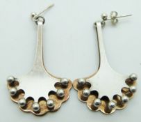 A pair of Swedish silver earrings by Alton, 3.7cm drop