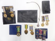 A collection of RAOB (Buffs) medals comprising five hallmarked silver and silver gilt examples,