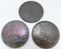 1861 Victorian young head bronze penny, no signature obverse, LCW under shield reverse, NEF,