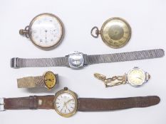Six various wrist and pocket watches comprising Waltham, Newmark, Timex, two Sekonda and one other