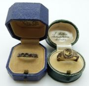 Victorian 9ct gold ring set with a citrine in a foiled setting and another Victorian ring both in