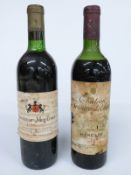Two bottles of wine comprising Chateau Moulinet Pomerol 1972 and Chateau Prieure Lichine Margaux
