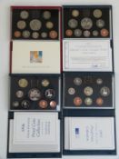 Royal Mint UK proof coin sets in deluxe cases comprising 1995 -1998 inclusive