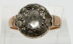 Georgian rose gold ring set with paste in a cluster