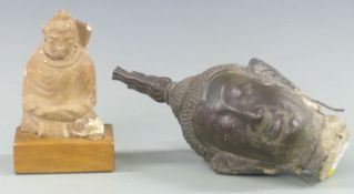 A Thai bronze head and a Gandharan figure