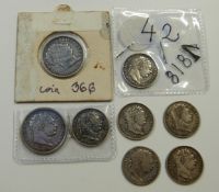A small collection of George III coinage to include 1818 and 1819 shillings, and seven 'Bull head'