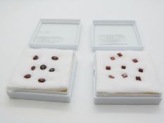A collection of loose garnets comprising eight square cut, a marquise cut, three pear cut, two oval,