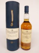 Talisker Isle of Skye 10 year old single malt Scotch whisky, 70cl, 45.8% vol, in original tube.