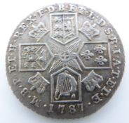 1787 George III shilling with semee of hearts reverse, GVF