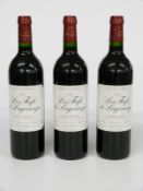 Three bottles of French red Bordeaux Les Fiefs de Lagrange 1995 St Julien, 750ml, 12.5% vol