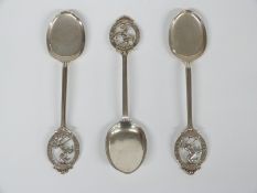 Three West Kent Golf Club hallmarked silver spoons, two Birmingham 1924, one 1926, all Elkington &