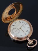Ernst Kutter of Stuttgart 14ct gold keyless winding half hunter pocket watch with inset subsidiary