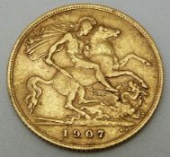 Edward VII 1907 gold half sovereign