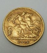 George V 1914 gold half sovereign