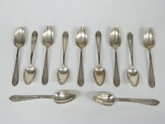 Set of eleven Gorham American white metal teaspoons with Gorham silver marks and marked sterling,